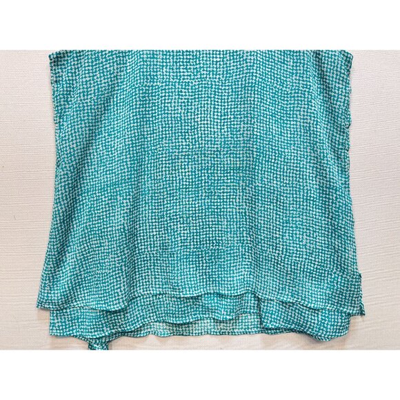 Fever Women Double Layer Sleeveless Blouse XL Aqua Speckle Grid Summer Keyhole - Picture 7 of 13